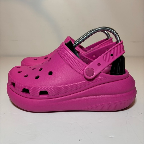 Crocs Classic Mega Crush Shoes Womens 9 Fushia Pink Platform Clog Sneakers - Picture 1 of 9